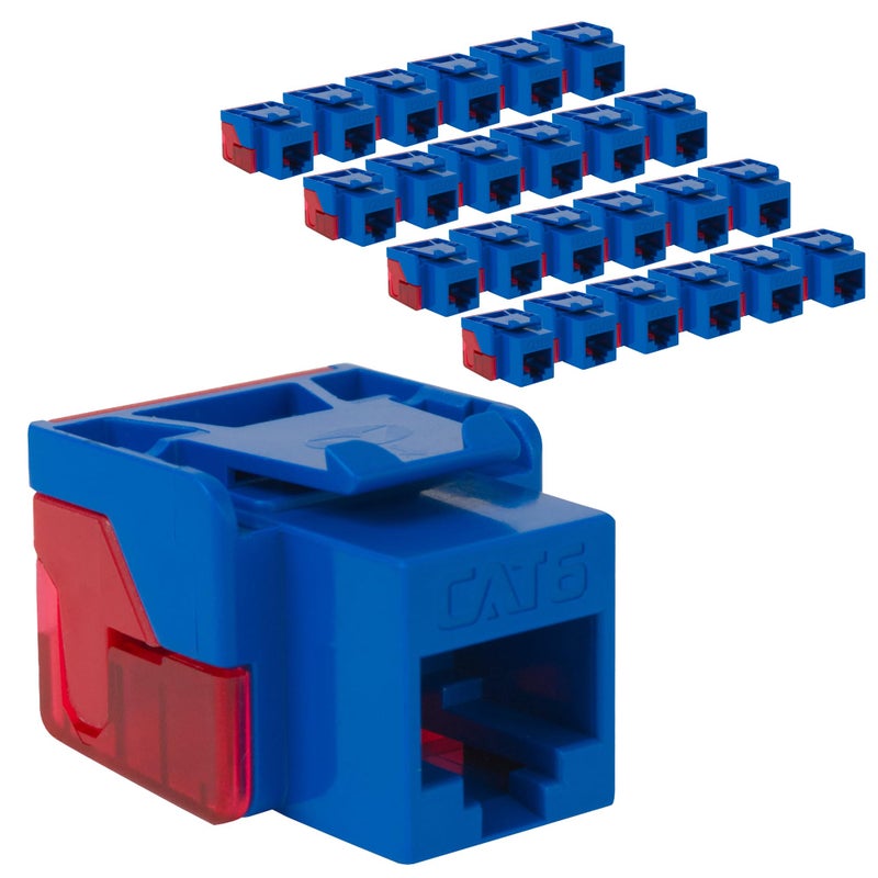 ICC CAT6 Keystone Jack with Inline IDC No Pair Split Wiring (Easier Termination) UL Listed PoE++ TAA Compliant for Wall Plate or Patch Panel, Works with JackEasy Termination Tool, Blue, 25 Pack - Image 1